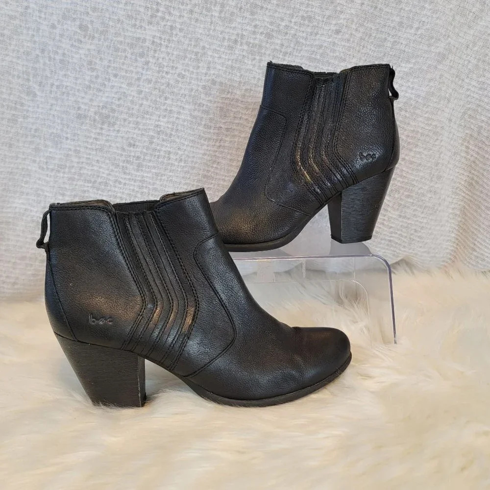 Boc Born Concept Braven Ankle Boots Black Pebbled Leather Womens Size 9.5 Bootie